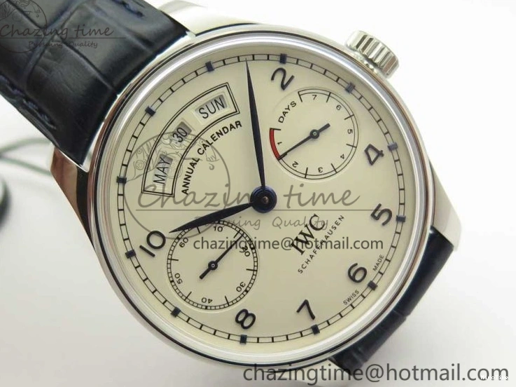 MIROTIME 0212 Affordable Portuguese Real PR Real Annual Calendar IW5035 ZF 1:1 Best Edition White Dial Blue Markers on Blue Leather Strap A 7143